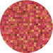 Square Patterned Bright Orange Rug, pat2705org