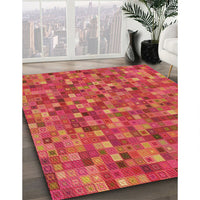 Patterned Bright Orange Rug, pat2705org