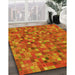 Patterned Neon Red Rug in Family Room, pat2705yw