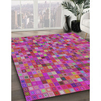 Patterned Violet Red Pink Modern Rug, pat2705