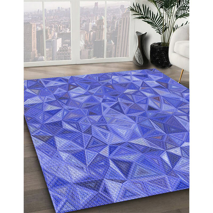 Patterned Sky Blue Rug in Family Room, pat2706blu