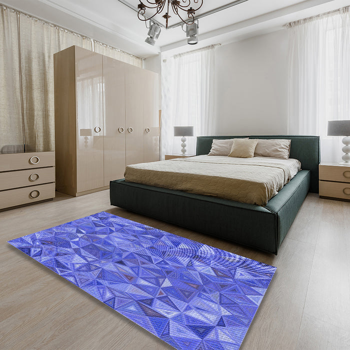 Patterned Sky Blue Rug in a Bedroom, pat2706blu