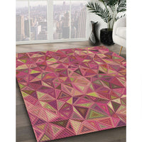 Patterned Crimson Red Rug, pat2706brn