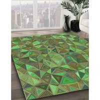 Patterned Green Rug, pat2706grn