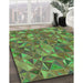 Patterned Green Rug in Family Room, pat2706grn