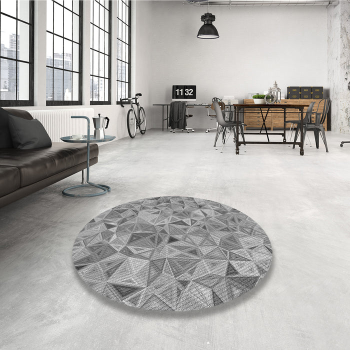 Round Patterned Cloud Gray Rug in a Office, pat2706gry
