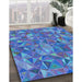 Patterned Blue Rug in Family Room, pat2706lblu