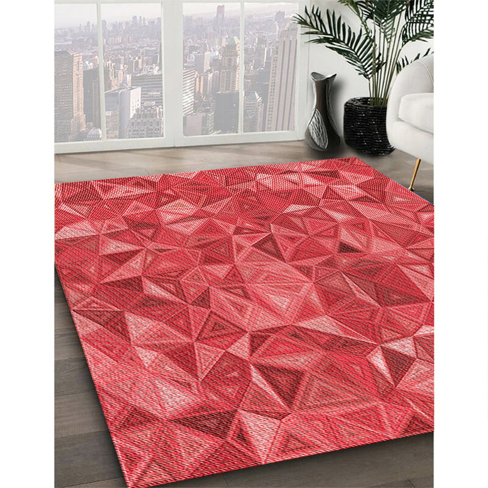 Patterned Red Rug in Family Room, pat2706rd