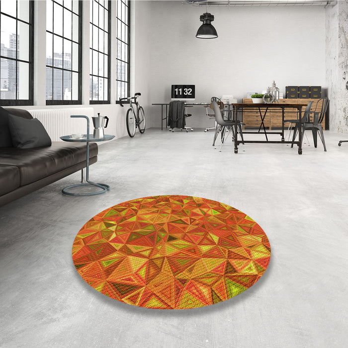 Round Patterned Neon Red Rug in a Office, pat2706yw