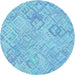 Square Patterned Blue Rug, pat2707lblu