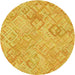 Square Patterned Bright Gold Yellow Rug, pat2707yw