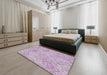 Machine Washable Transitional Periwinkle Pink Rug in a Bedroom, wshpat2707