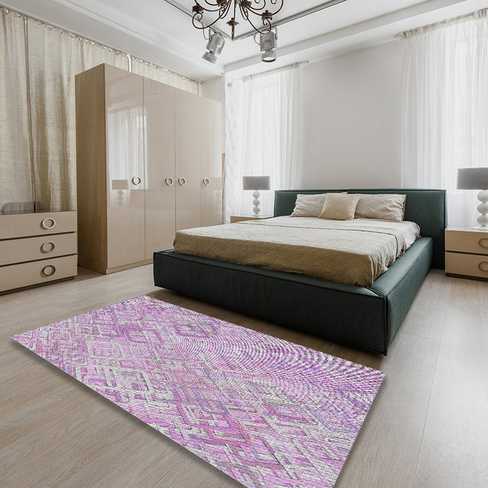 Patterned Pink Novelty Rug in a Bedroom, pat2707
