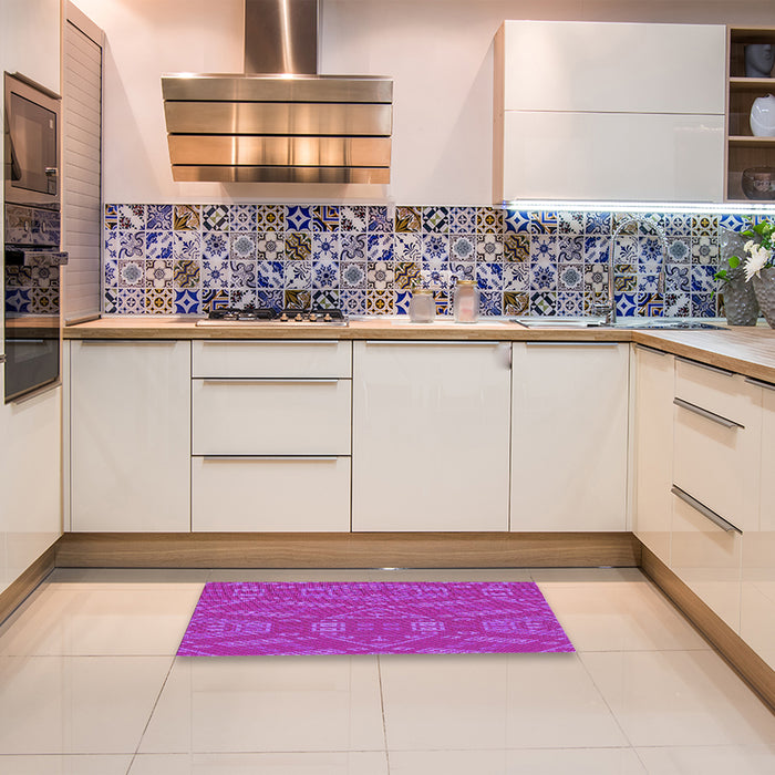 Patterned Fuchsia Magenta Purple Rug in a Kitchen, pat2708pur