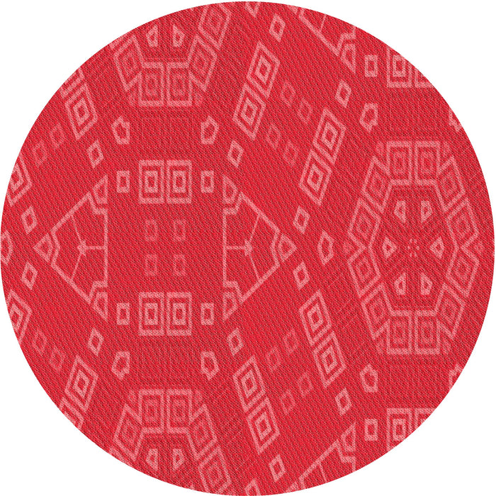Square Patterned Red Rug, pat2708rd