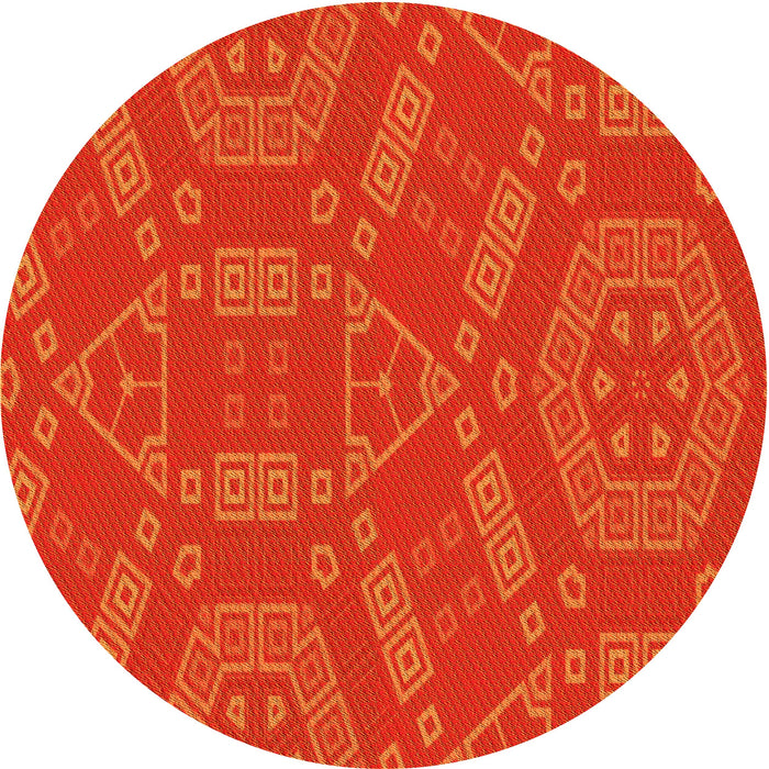 Square Patterned Orange Red Orange Rug, pat2708yw