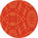 Square Patterned Orange Red Orange Rug, pat2708yw