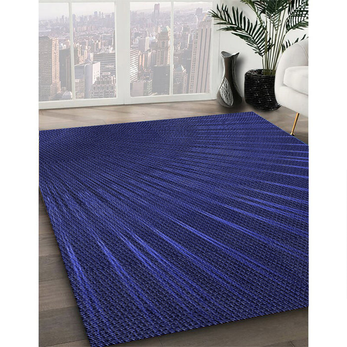 Machine Washable Transitional Sapphire Blue Rug in a Family Room, wshpat2709blu
