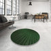 Round Patterned Midnight Gray Rug in a Office, pat2709grn