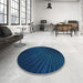 Round Patterned Blue Rug in a Office, pat2709lblu