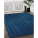 Patterned Blue Rug in Family Room, pat2709lblu