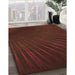 Patterned Tomato Red Rug in Family Room, pat2709org