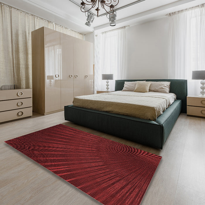Patterned Maroon Red Rug in a Bedroom, pat2709rd