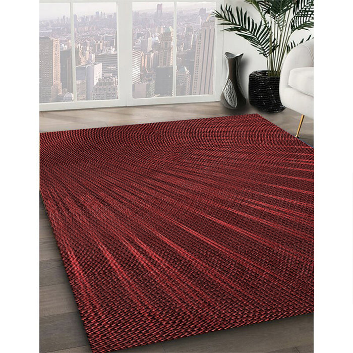 Patterned Maroon Red Rug in Family Room, pat2709rd