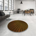 Round Patterned Dark Bronze Brown Rug in a Office, pat2709yw