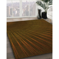 Patterned Dark Bronze Brown Rug, pat2709yw