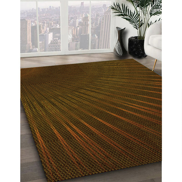 Patterned Dark Bronze Brown Rug in Family Room, pat2709yw
