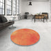 Round Patterned Orange Rug in a Office, pat271org