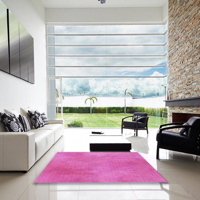 Square Patterned Neon Pink Rug in a Living Room, pat271pur