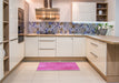 Patterned Neon Pink Rug in a Kitchen, pat271pur