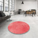 Round Patterned Red Rug in a Office, pat271rd