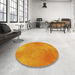 Round Patterned Neon Orange Rug in a Office, pat271yw