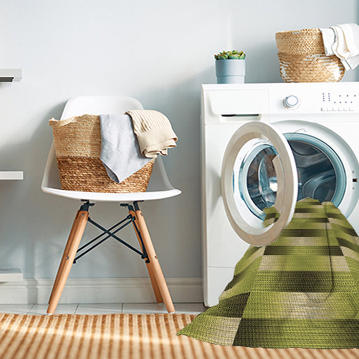 Machine Washable Transitional Olive Green Rug in a Washing Machine, wshpat2710brn