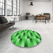 Round Patterned Neon Green Rug in a Office, pat2710grn