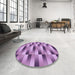 Round Patterned Orchid Purple Rug in a Office, pat2710pur