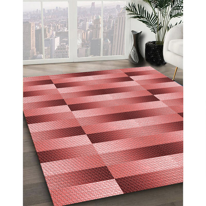 Patterned Red Rug in Family Room, pat2710rd