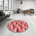 Round Patterned Red Rug in a Office, pat2710rd