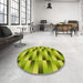 Round Patterned Neon Yellow Green Rug in a Office, pat2710yw