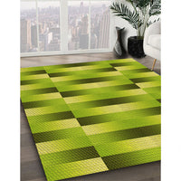 Patterned Neon Yellow Green Rug, pat2710yw