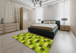 Patterned Neon Yellow Green Rug in a Bedroom, pat2710yw