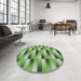 Round Machine Washable Transitional Shamrock Green Rug in a Office, wshpat2710