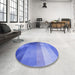 Round Patterned Sky Blue Rug in a Office, pat2711blu