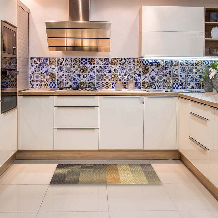 Patterned Metallic Gold Rug in a Kitchen, pat2711brn