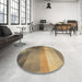 Round Patterned Metallic Gold Rug in a Office, pat2711brn