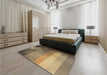 Patterned Metallic Gold Rug in a Bedroom, pat2711brn