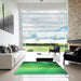 Square Patterned Neon Green Rug in a Living Room, pat2711grn